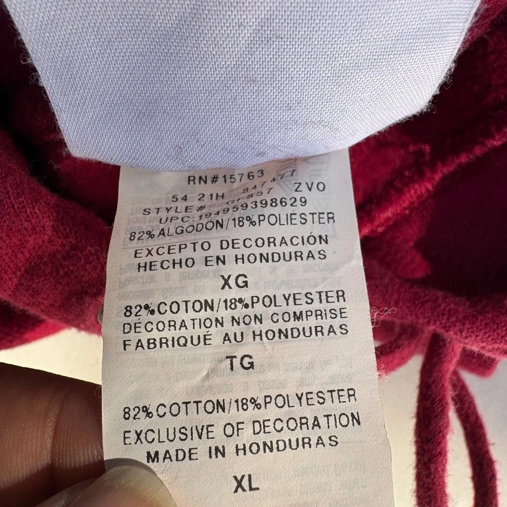 Champion Reverse Weave Hoodie Kids XL Burgundy Gothic Script Sleeve Pullover